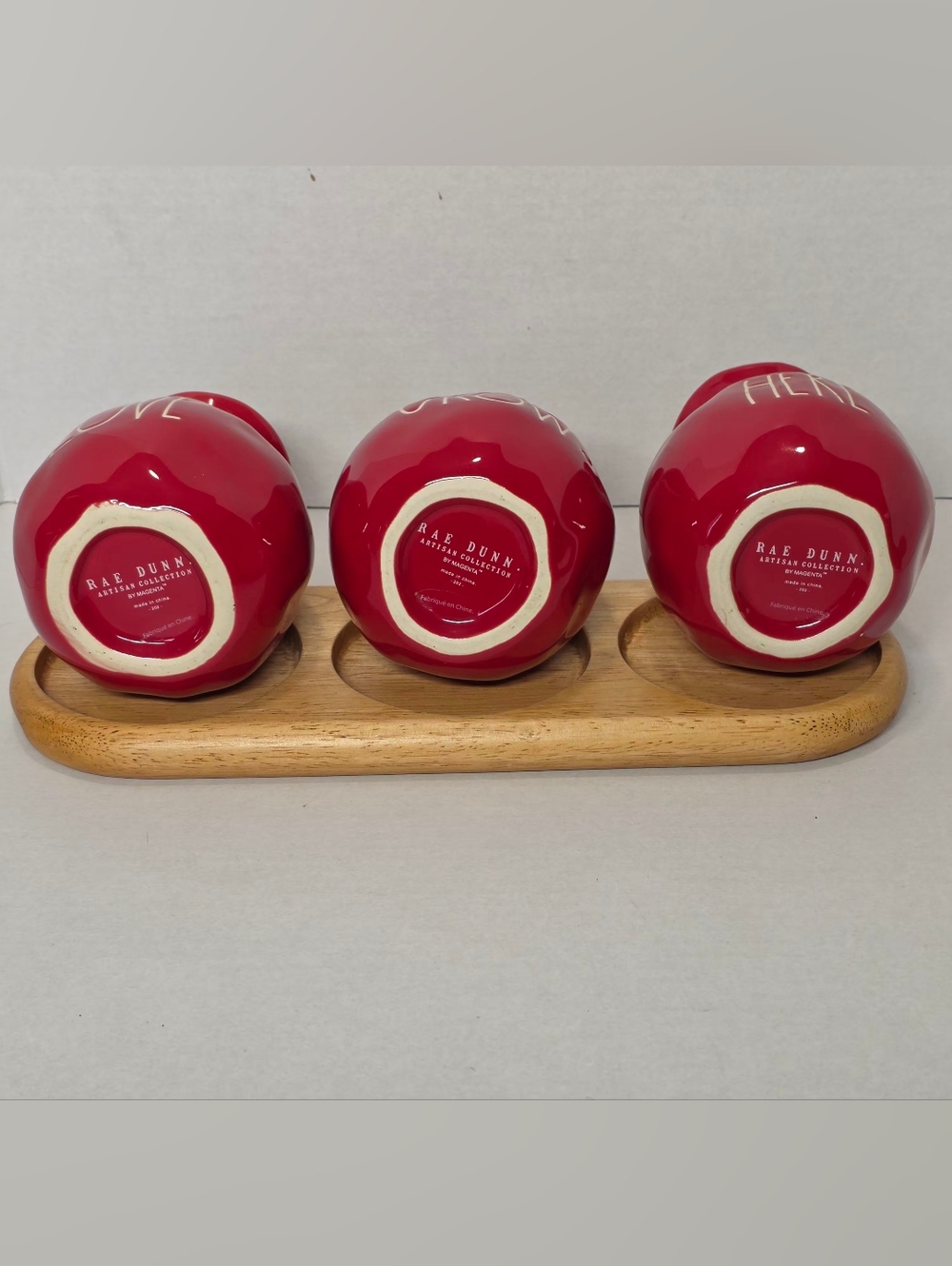 Rae Dunn Love Grows Here Artisan Bud Vases With Wooden Board Base - Picture 4 of 6